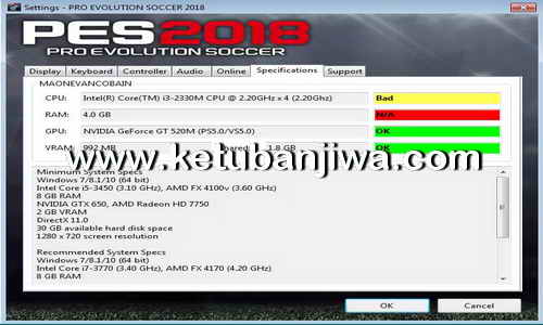 where to find pes demo settings